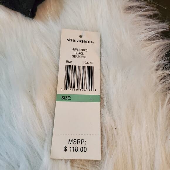 $118 Sharagano Large Black Lace Elbow Sleeve Sheath Dress NWT - Picture 5 of 9